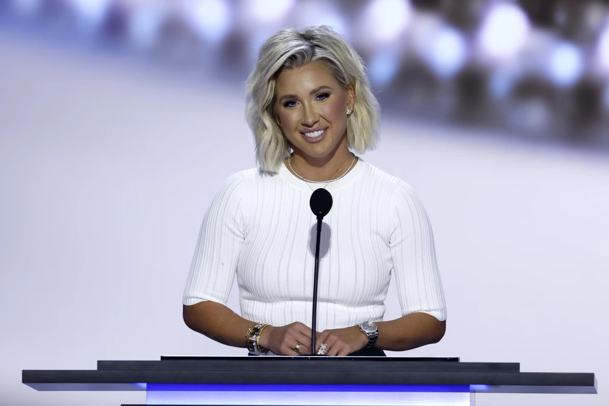 Reality TV star Savannah Chrisley speaks on stage on the second day of the Republican National Convention on Tuesday in Milwaukee, Wis.