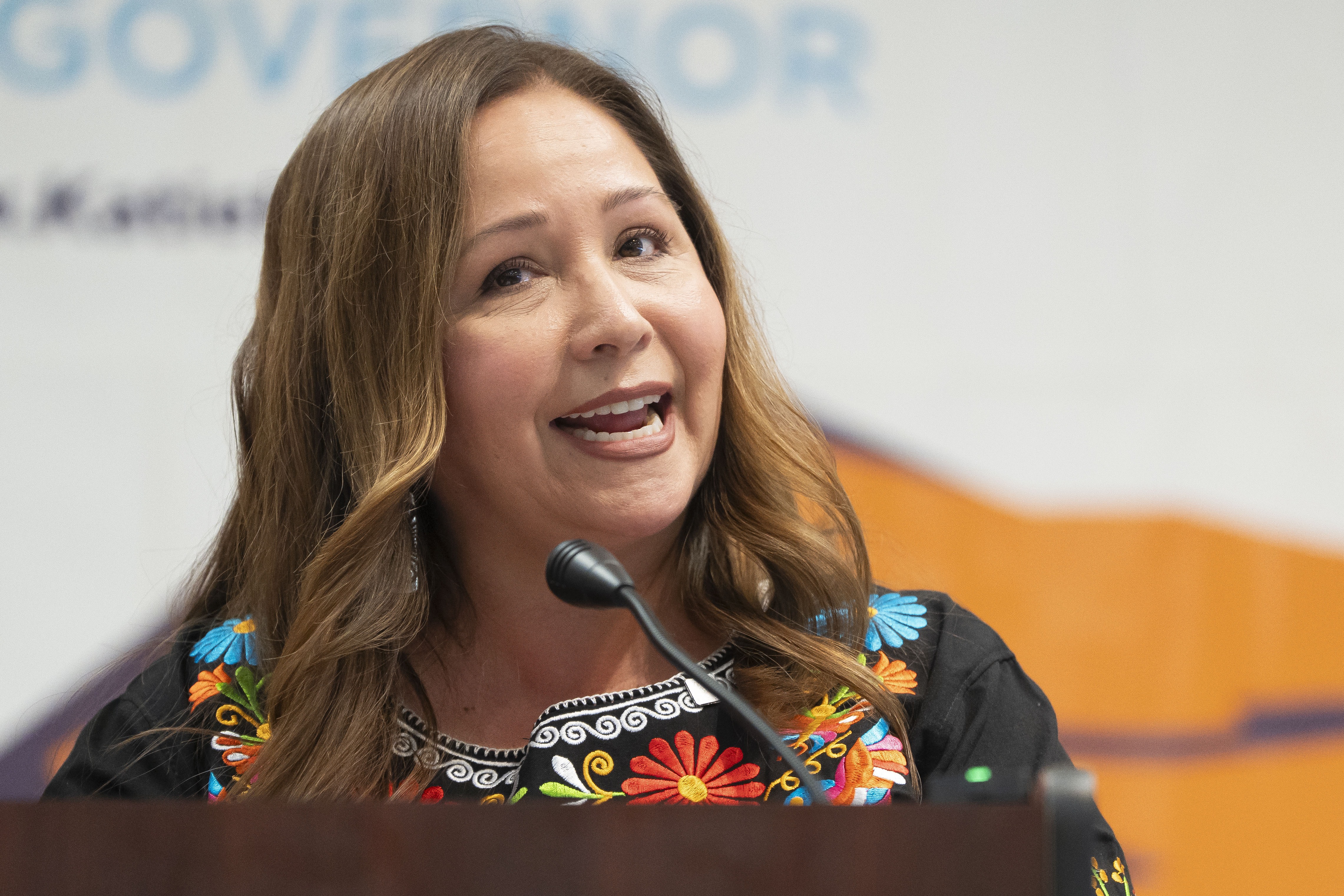 Rep.-elect Adelita Grijalva, D-Ariz., speaks during Arizona Gov. Katie Hobbs