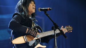 Buffy Sainte-Marie performs at the Americana Music Honors and Awards show Wednesday, Sept. 16, 2015, in Nashville, Tenn.