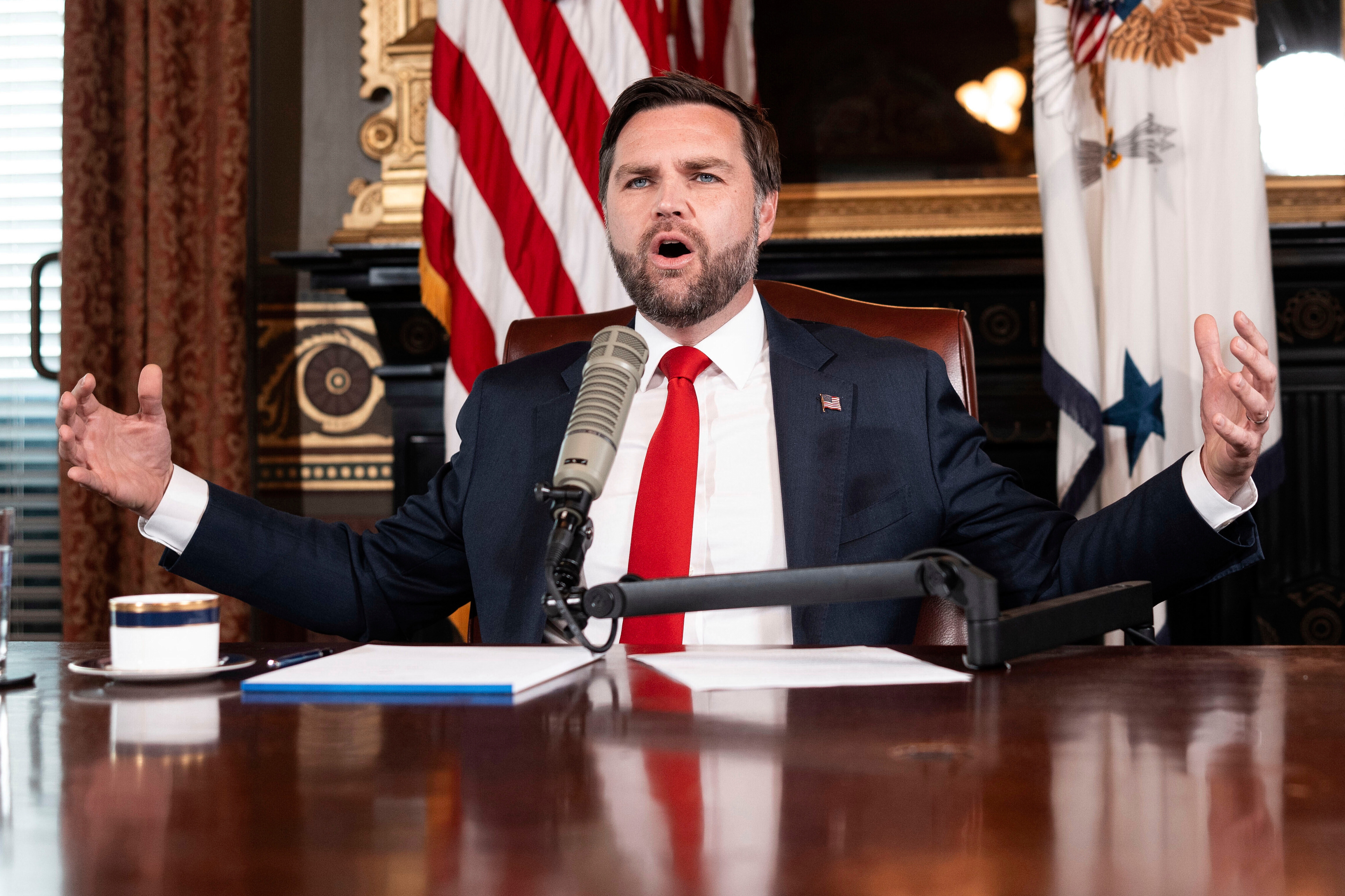 Vice President JD Vance hosts an episode of "The Charlie Kirk Show" at the White House, following the assassination of the show