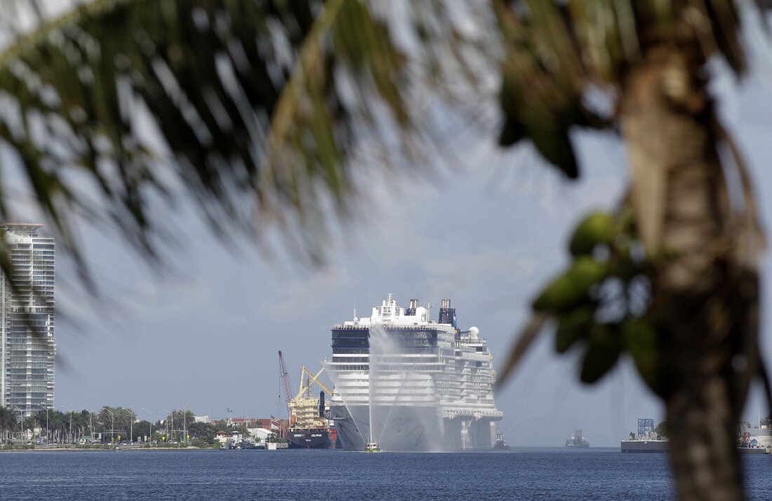 The Norwegian Epic cruise ship arrives at the Port of Miami in Miami Wednesday, July 7, 2010. The new Norwegian Cruise Line megaliner will call the Port of Miami home.