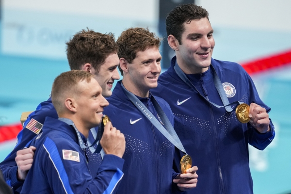 Swimmers score first Paris gold for U.S. in men's relay final