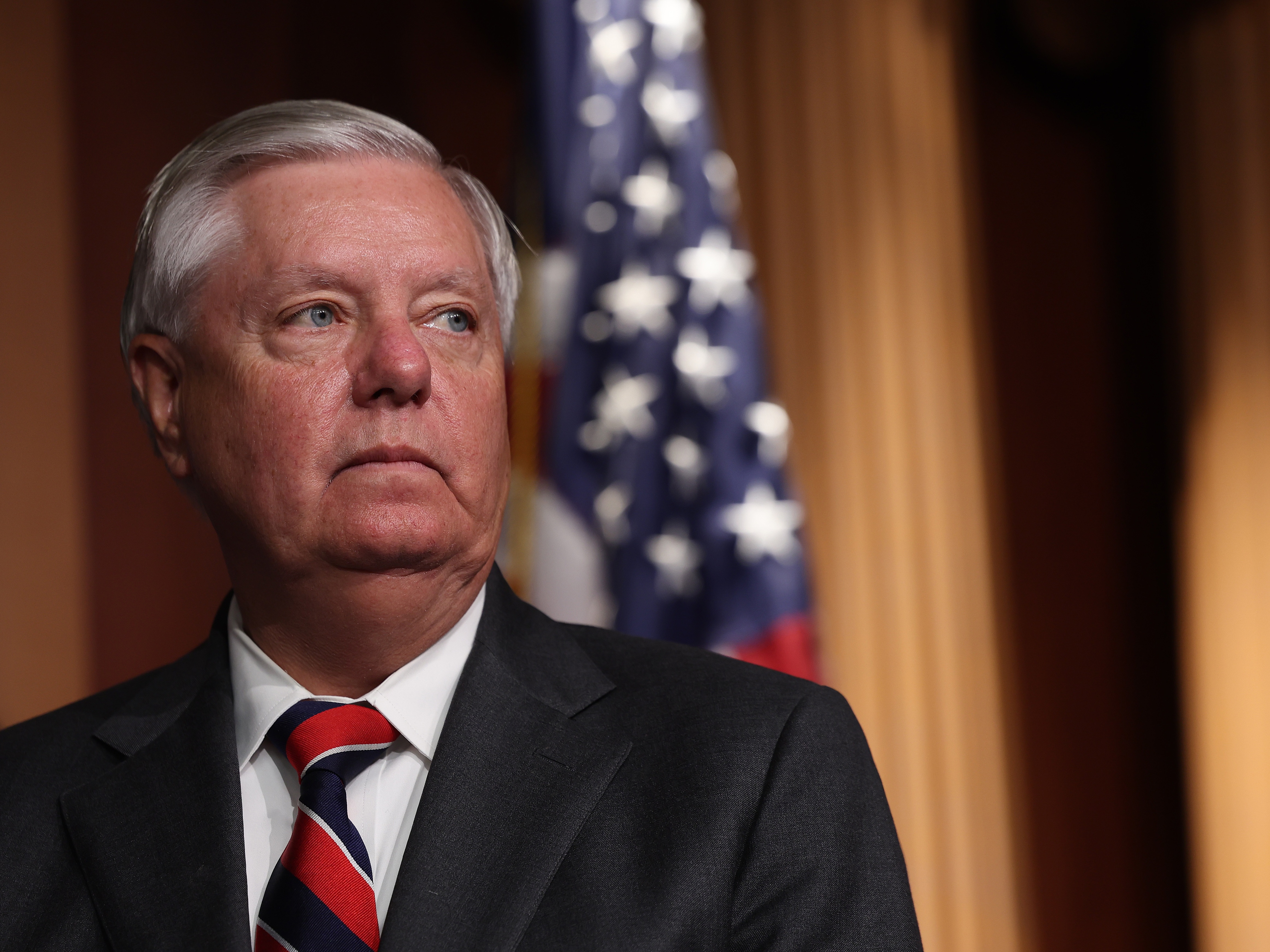 Sen. Lindsey Graham, R-S.C., attends a press conference on Dec. 7, 2023. South Carolina's governor has named Graham's sister, Darline Graham Nordone, to serve out his term. South Carolina's governor names Lindsey Graham's sister to serve out his term