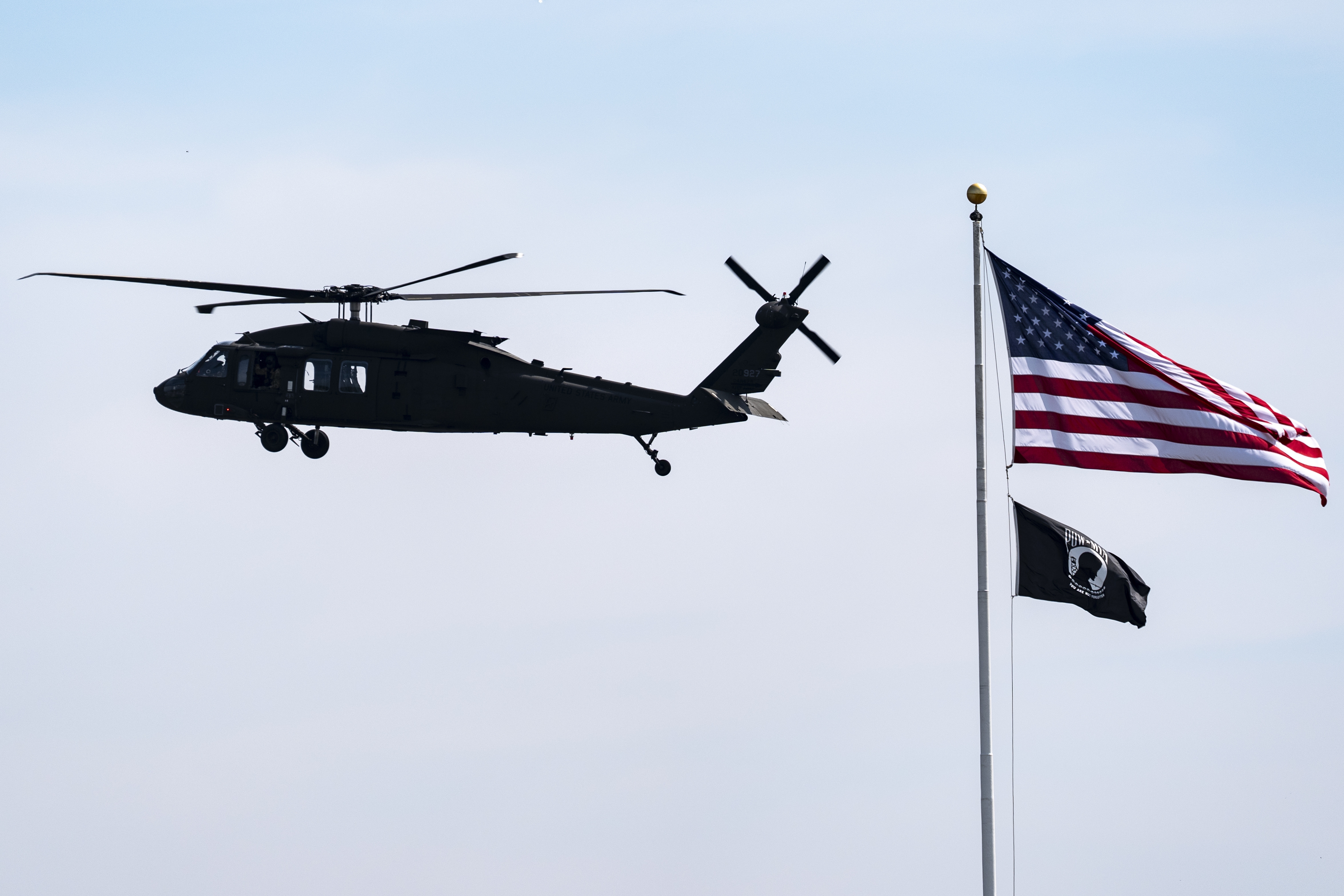 A Black Hawk helicopter approaches for landing at the Pentagon in July 2024. (AP)