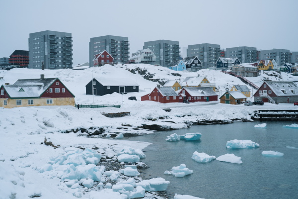 Homes in Nuuk, Greenland, as seen on March 24, 2025. Greenland's Prime Minister Mute Egede accused Washington of interfering in its affairs after second lady Usha Vance and other U.S. officials said they would visit the Danish territory.