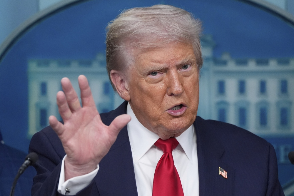 President Donald Trump speaks with reporters at the White House on Aug. 11, 2025, in Washington. (AP)