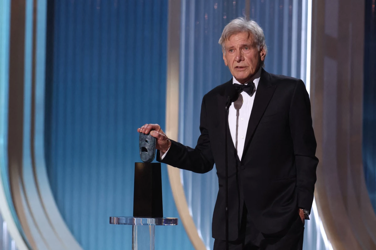 'I'm happy to be the age I am, and have no impulse to hide it,' says Harrison Ford. He's shown above accepting the Screen Actors Guild Life Achievement Award in Los Angeles on March 1.