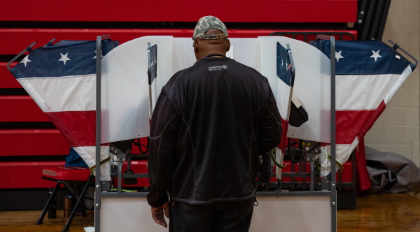 A voter casts a ballots in Nashville on Super Tuesday, March 5, 2024. About 14,000 registered voters in Tennessee received letters from the state this year asking them to prove their citizenship or be removed from the rolls.