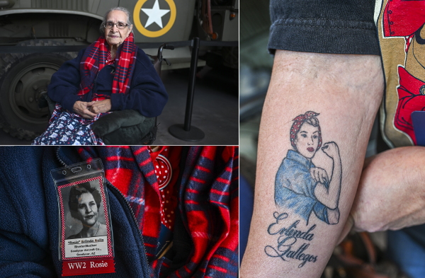 “Rosie” Erlinda Avila poses for a portrait During the Rosie the Riveter Congressional Gold Medal Commemoration at the World War II Museum in New Orleans, La., on Friday, March 21, 2025.