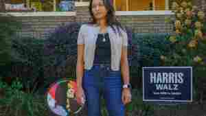 Tahmida Shamsuddinstands for a portrait outside of her home in Atlanta.