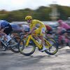 Slovenia's Tadej Pogacar, wearing the overall leader's yellow jersey, rides during the last stage of the Tour de France cycling race with start and finish in Paris, Sunday, July 26, 2026.