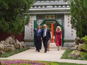 President Trump and Chinese President Xi Jinping tour the Zhongnanhai leadership compound on May 15 in Beijing.