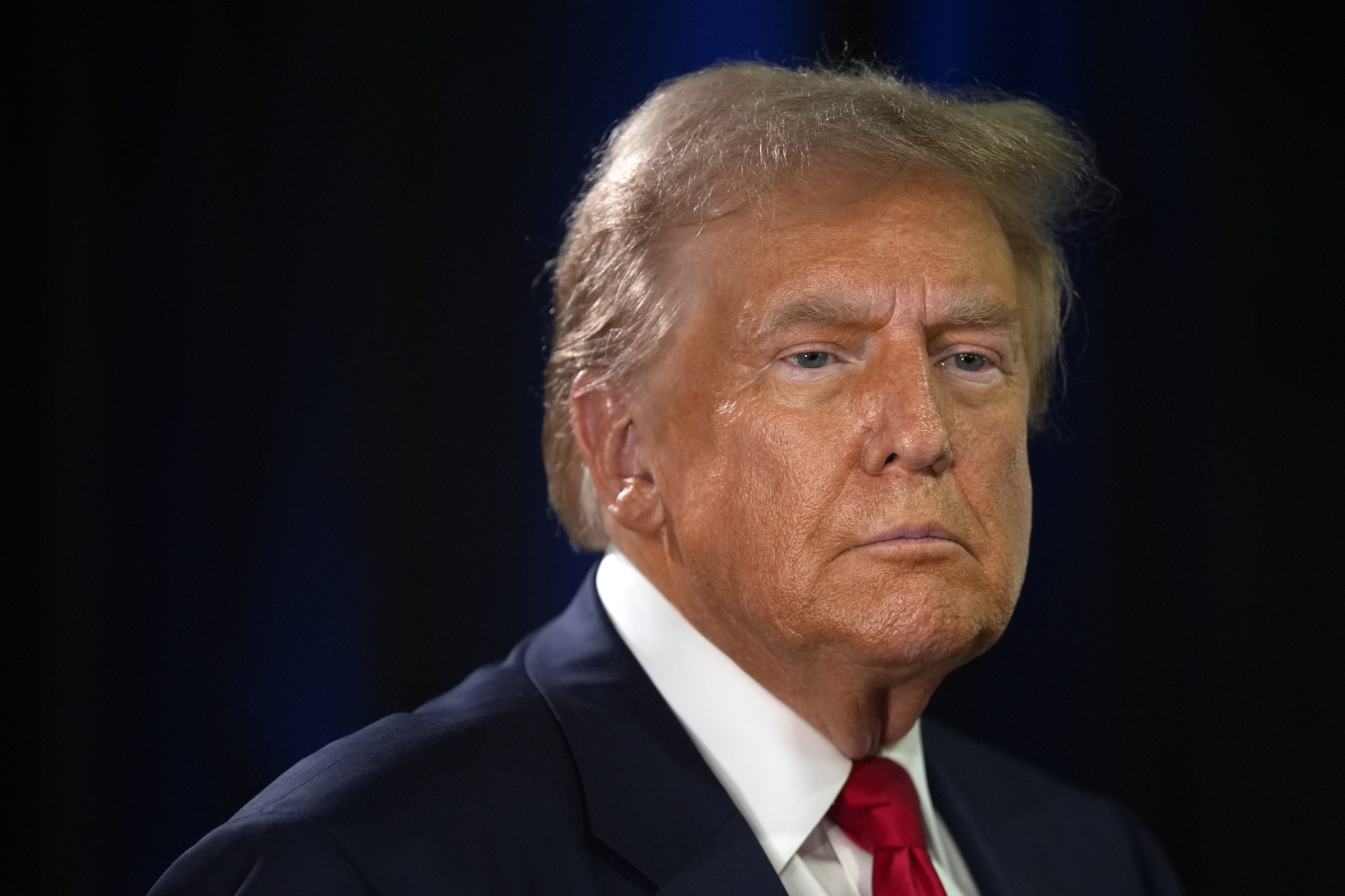 Former President Donald Trump, the Republican presidential nominee, speaks to reporters after the presidential debate with Vice President Harris, the Democratic presidential nominee, on Sept. 10 in Philadelphia. (AP)