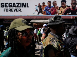 South Africans in Johannesburg protest against illegal migration on April 29.