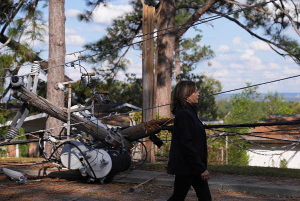 Vice President Harris visits Augusta, Ga., after Hurricane Helene on Oct. 2.