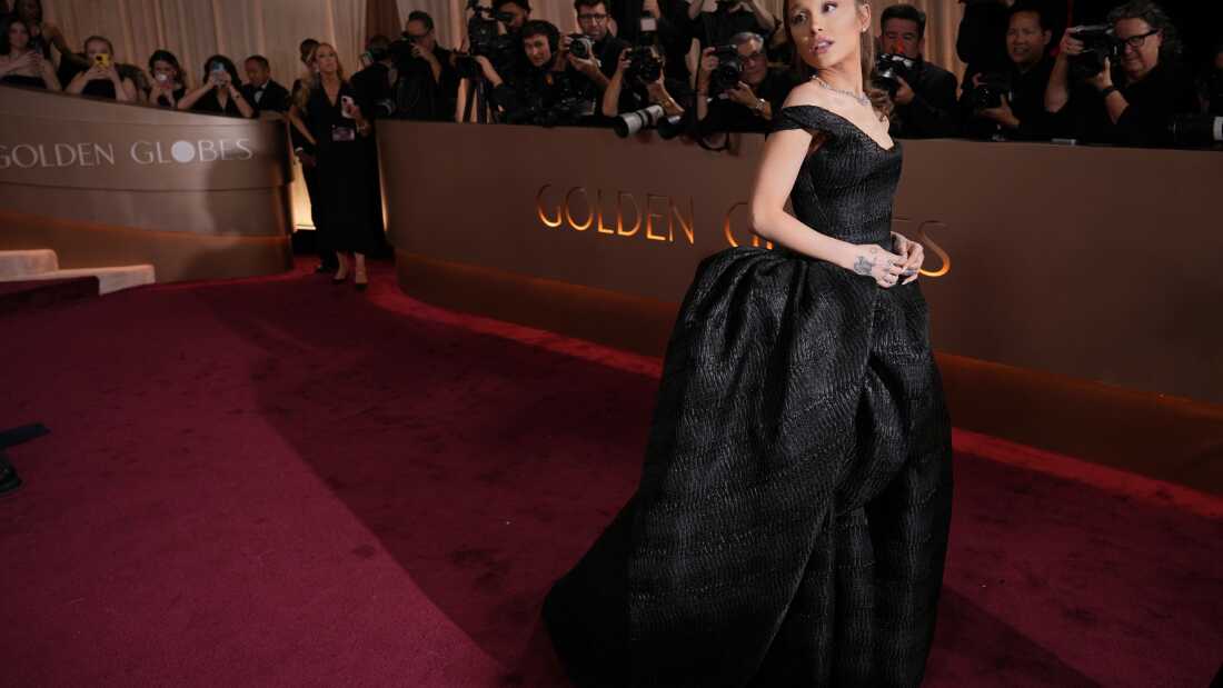 Ariana Grande arrives at the 83rd Golden Globes on Sunday, Jan. 11, 2026, at the Beverly Hilton in Beverly Hills, Calif. (Photo by Jordan Strauss/Invision/AP)