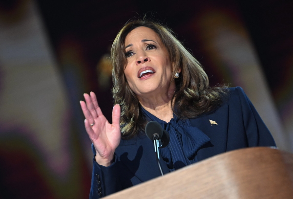 Kamala Harris speaks on the fourth and last day of the Democratic National Convention at the United Center in Chicago on Thursday.