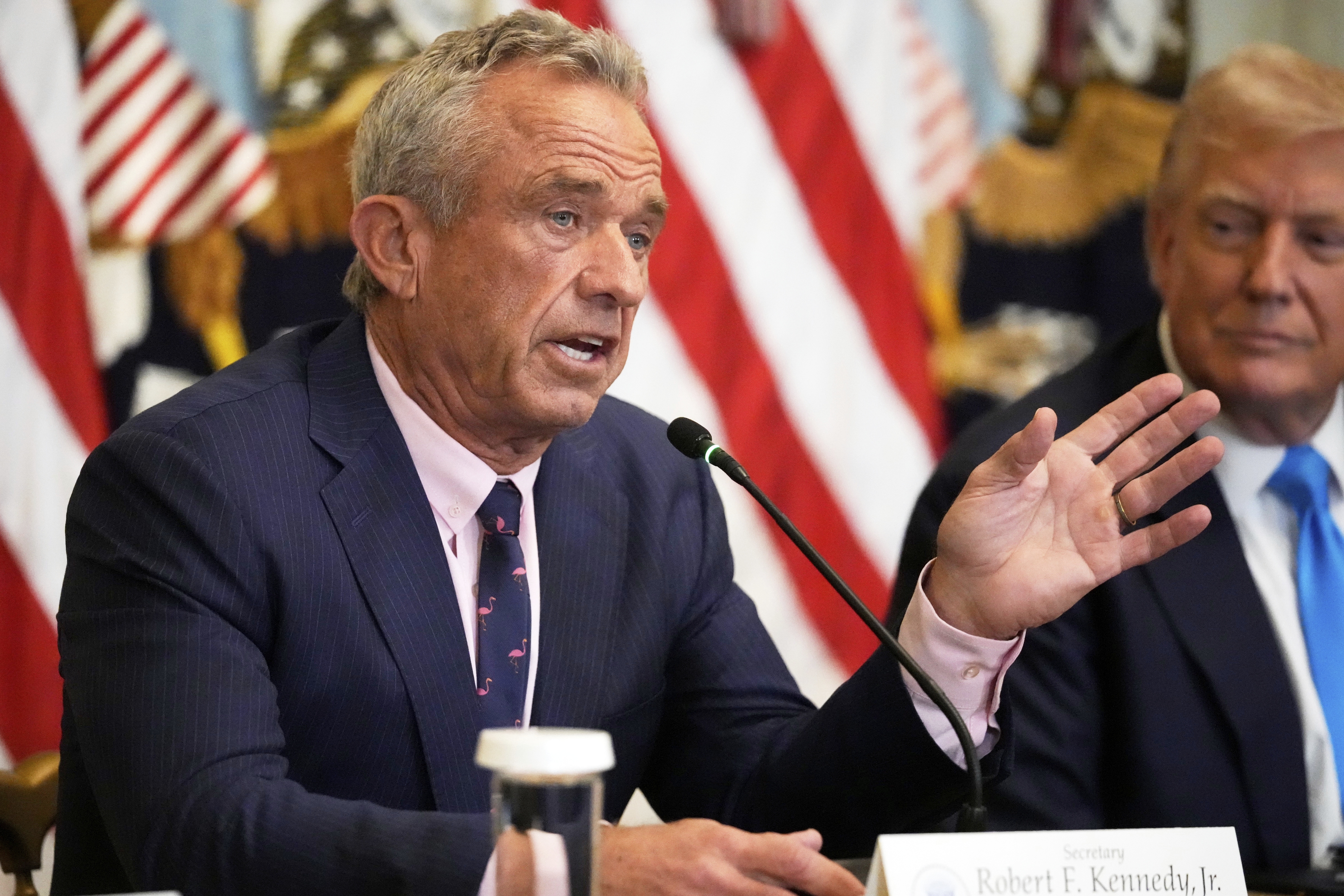 Health and Human Services Secretary Robert F. Kennedy Jr. speaks as President Donald Trump listens at an event to promote his proposal to improve Americans' access to their medical records in the East Room of the White House, Wednesday, July 30, 2025, in Washington. (AP)
