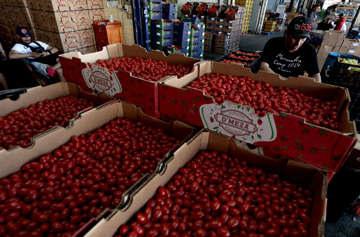 The U.S. relies on fruits and vegetables imported from Mexico, especially in the winter. Here, a farmer selects the best tomatoes for sale at the Central de Abastos market in Guadalajara, Mexico, last week.