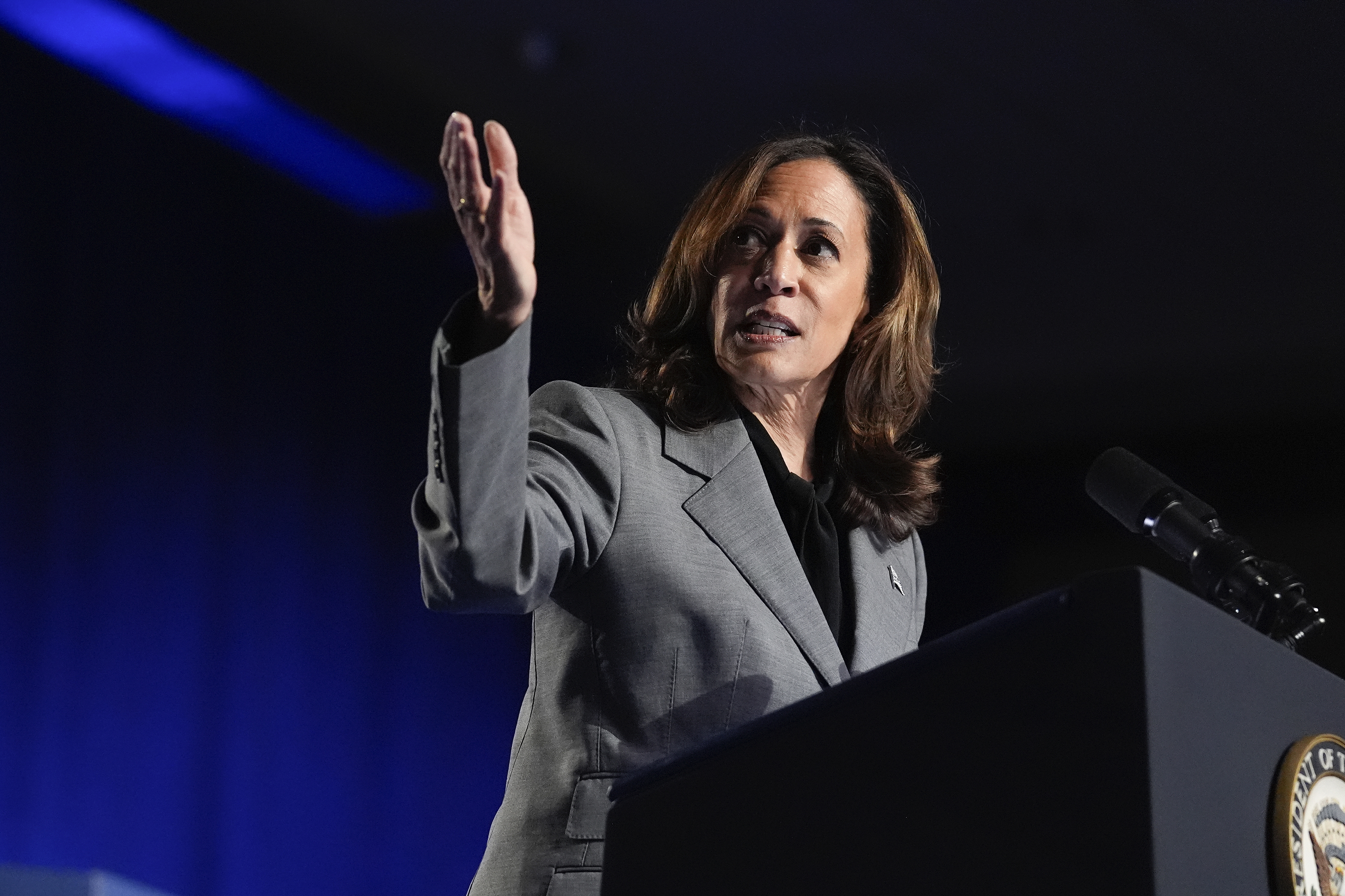 Vice President Harris, the Democratic presidential nominee, speaks during a campaign event Friday in Atlanta. (AP)