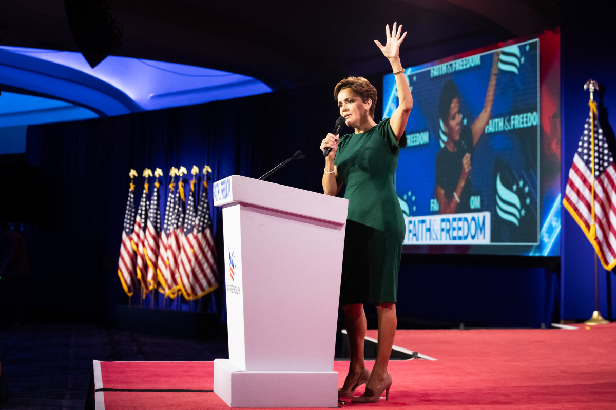 Kari Lake, who at the time was running for one of Arizona's U.S. Senate seats, spoke at the Road to Majority conference in Washington, D.C. on June 21, 2024. The conference host, Faith and Freedom Coalition, advocates for incorporation of Christianity in American government.