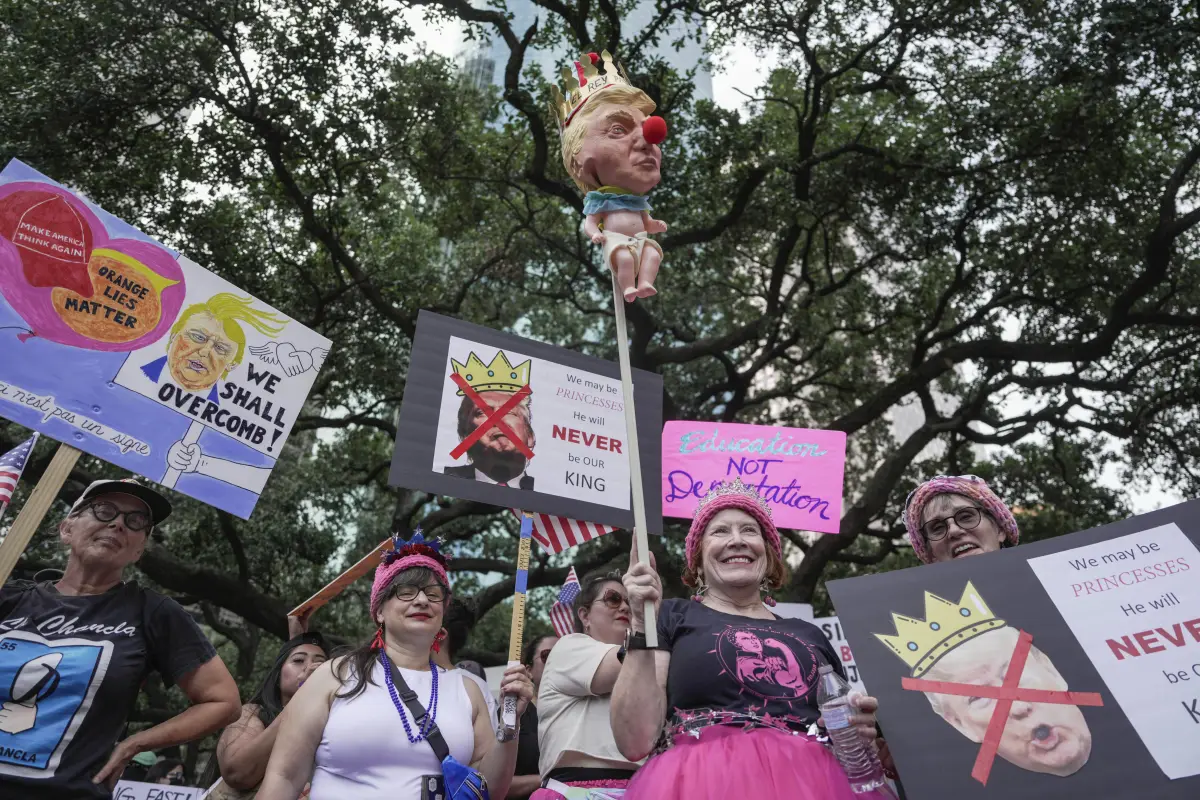 Houston: People gather in Houston for the No Kings nationwide demonstration.
