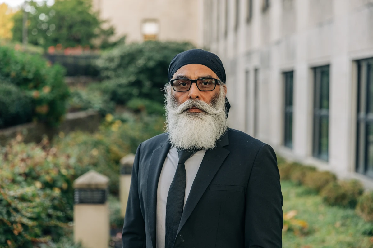 Sikh activist Gurpatwant Singh Pannun stands for a photograph in New York City on Oct. 25.