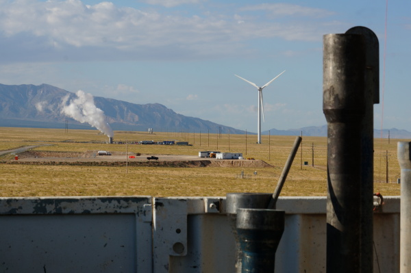 Steam rises from a Fervo Energy well in southwestern Utah