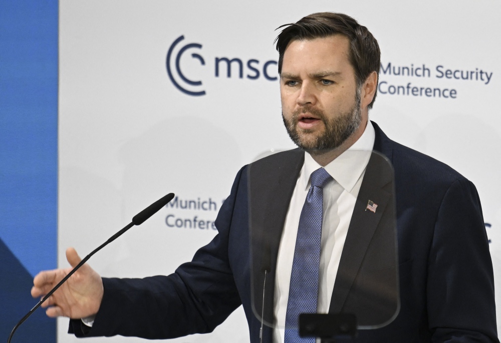 Vice President Vance speaks at the Munich Security Conference on Feb. 14, 2025. (AFP via Getty Images)