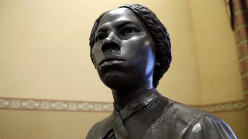 A bronze statue of abolitionist Harriet Tubman is seen at the Maryland State House, Feb. 10, 2020, in Annapolis, Md.