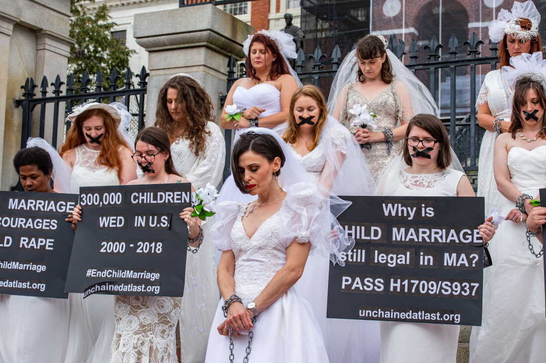Advocates and child marriage survivors in Boston gather to call for an end to child marriage. Currently more than two dozen U.S. states allow for marriage under the age of 18 under certain circumstances. A new bill up for debate in Congress calls for a national ban.