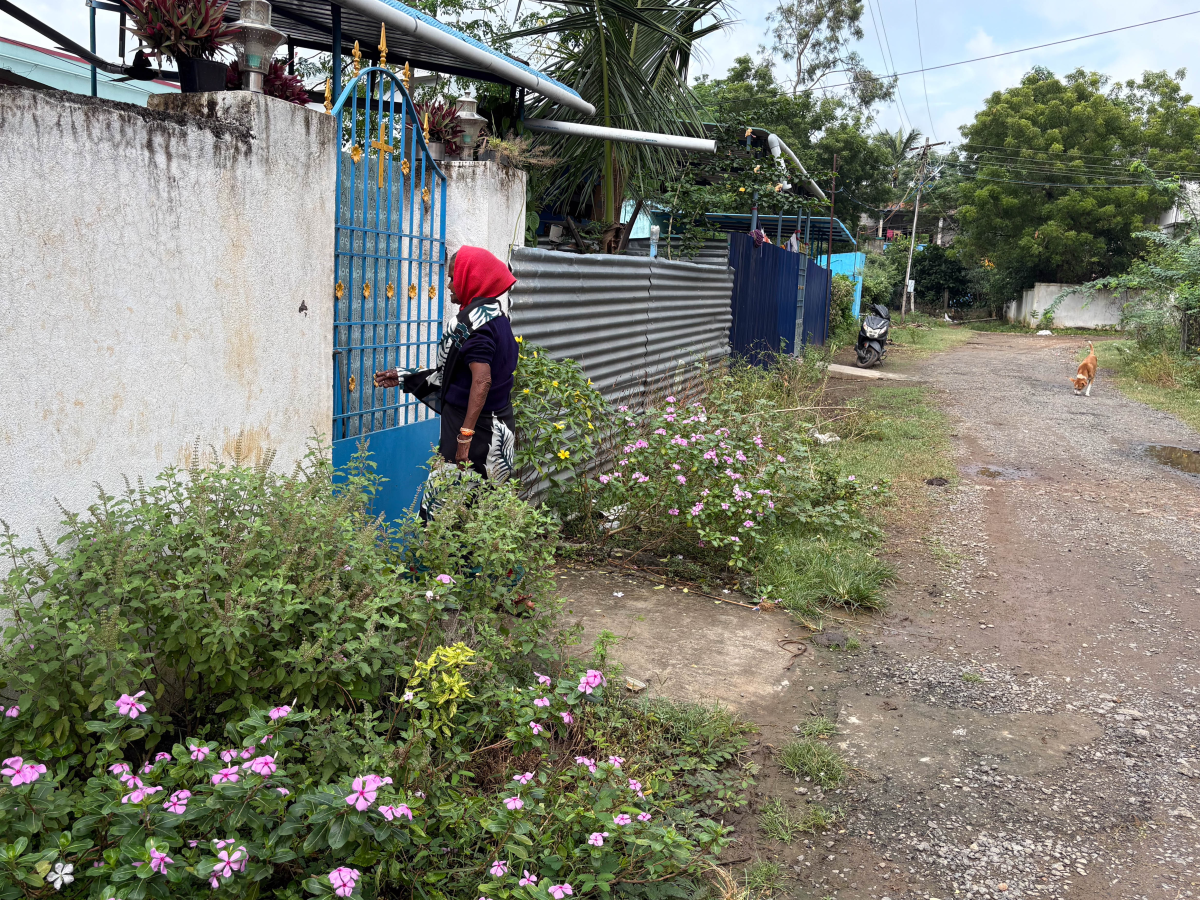 A scene from the main street of the Kalvari Nagar leprosy colony.