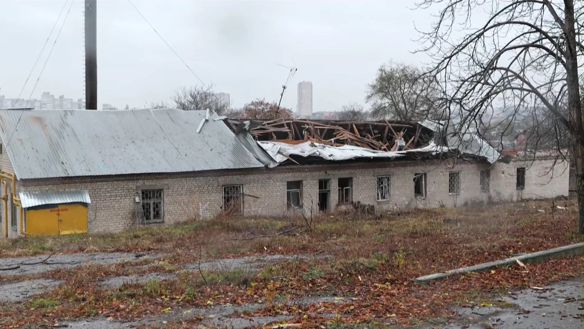 An image taken from AFPTV footage shows damage on a rehabilitation center for people with disabilities, following a Russian attack in the Ukrainian city of Dnipro on Thursday.