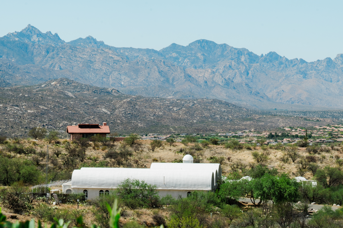 Part of the Biosphere 2 complex in the Santa Catalina foothills on June 20, 2025,in Oracle, Ariz., U.S.