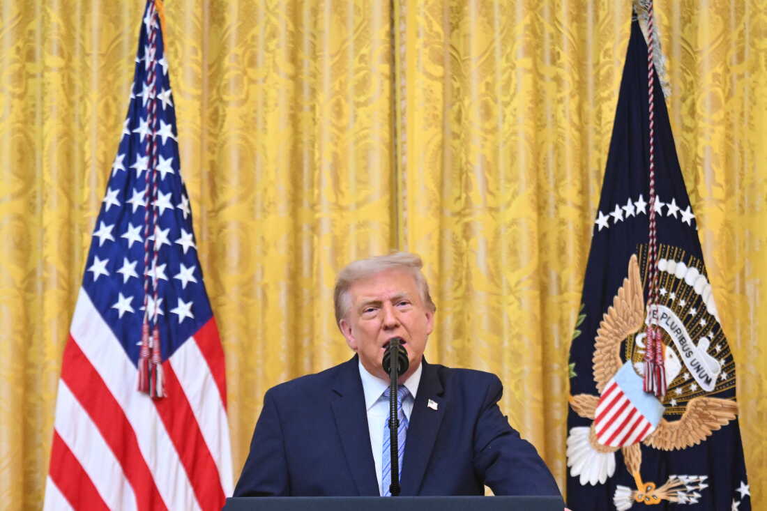 President Donald Trump speaks in the East Room of the White House on July 16, 2026. Trump used the speech to press for passage of the Save America Act.