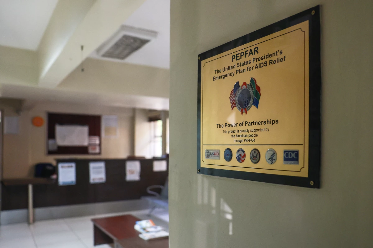 This plaque inside a medical facility in Pretoria states that it was funded by the United States President's Emergency Plan for AIDS Relief (PEPFAR).