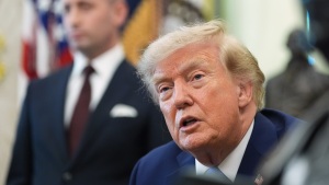 President Donald Trump speaks in the Oval Office of the White House, Thursday, Aug. 6, 2026, in Washington.