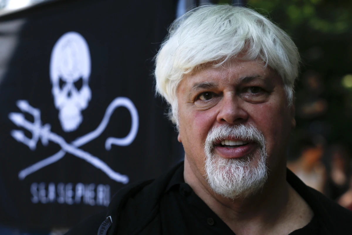 Paul Watson, then founder and President of the animal rights and environmental Sea Shepherd Conservation, attends a demonstration against the Costa Rican government near Germany's presidential residence during a visit of Costa Rica's president in Berlin in May 2012. Greenland police said they arrested Watson on Sunday on an international arrest warrant issued by Japan.