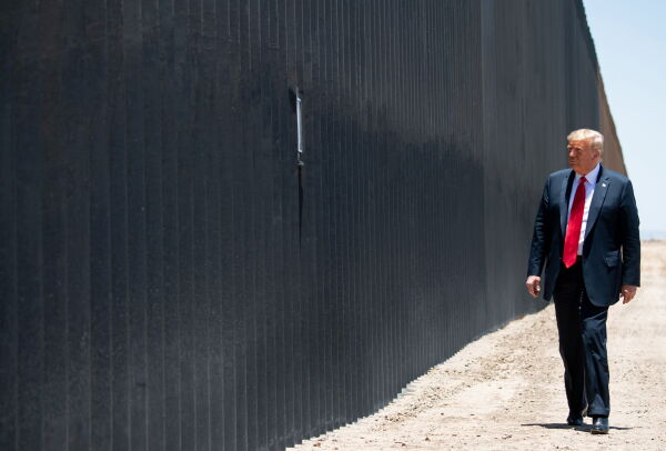 Trump participates in a ceremony commemorating the 200th mile of border wall at the international border with Mexico in San Luis, Arizona, in 2020.