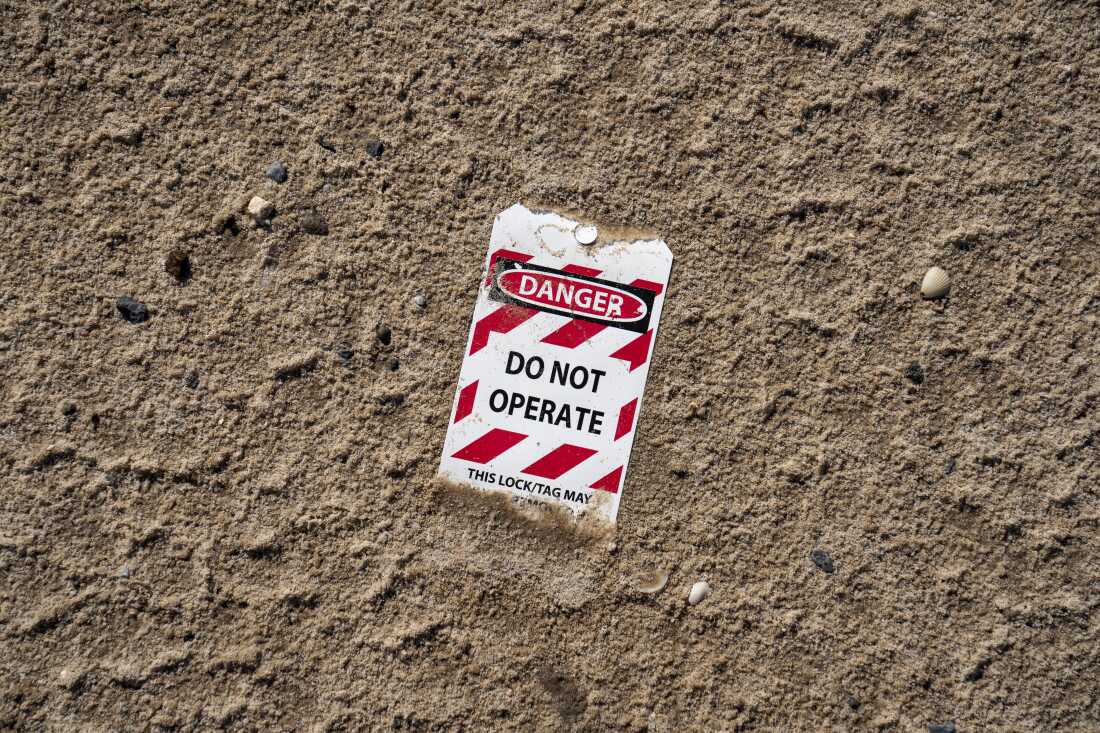 Debris seen near the launch pad has the words