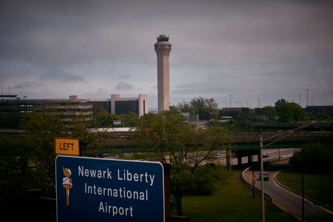 An airport control tower is seen at Newark Liberty International Airport in New Jersey on May 6.
