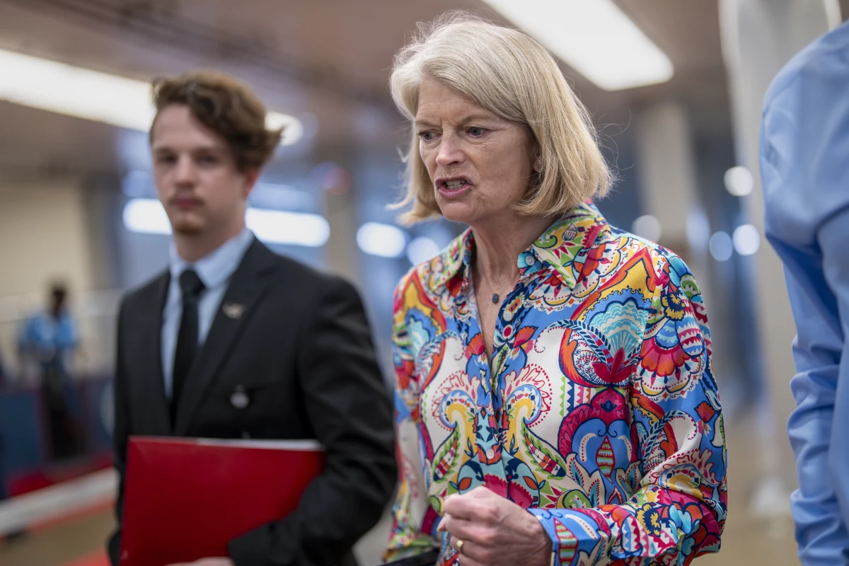 Sen. Lisa Murkowski, the Alaska Republican, at the Capitol in Washington in July as Senate Republicans pushed President Trump's request to cancel billions in foreign aid and public broadcasting spending.