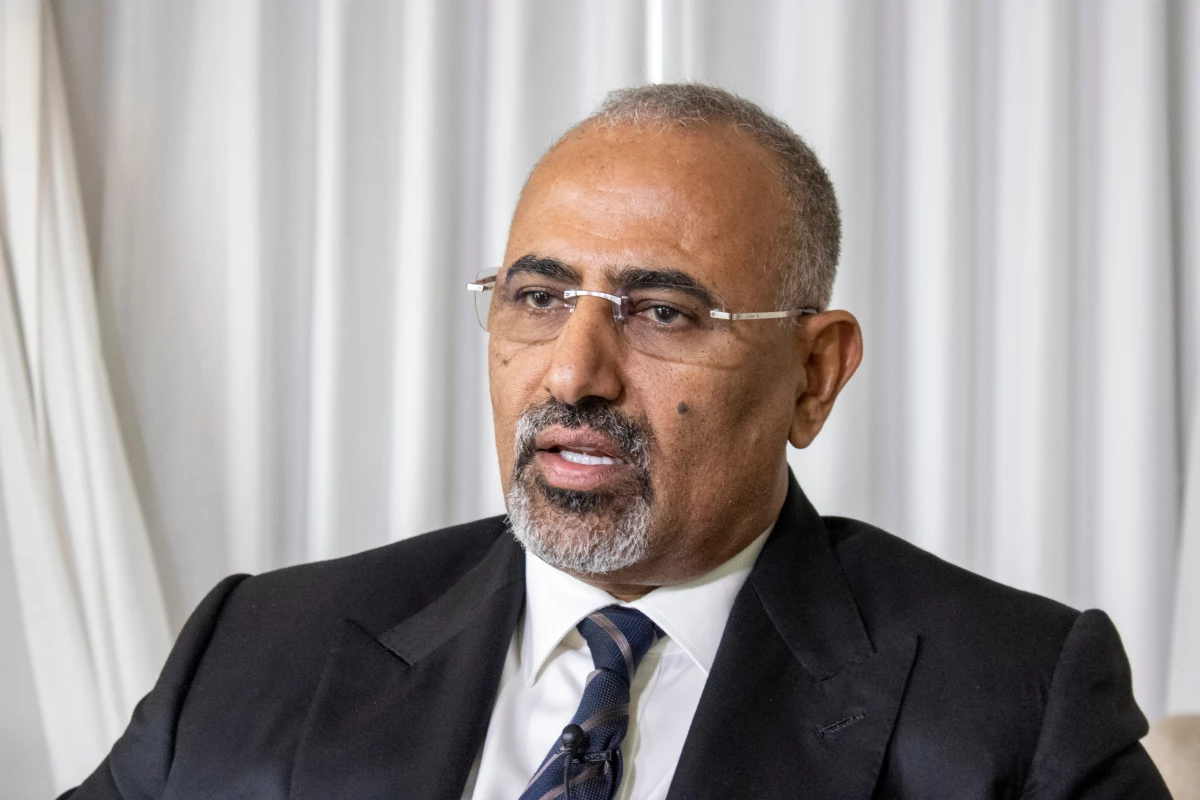 The president of the Yemen's Southern Transitional Council Aidarous Al-Zubaidi sits for an interview, Sept. 22, 2023, in New York, while attending the United Nations General Assembly's annual high-level meeting of world leaders.