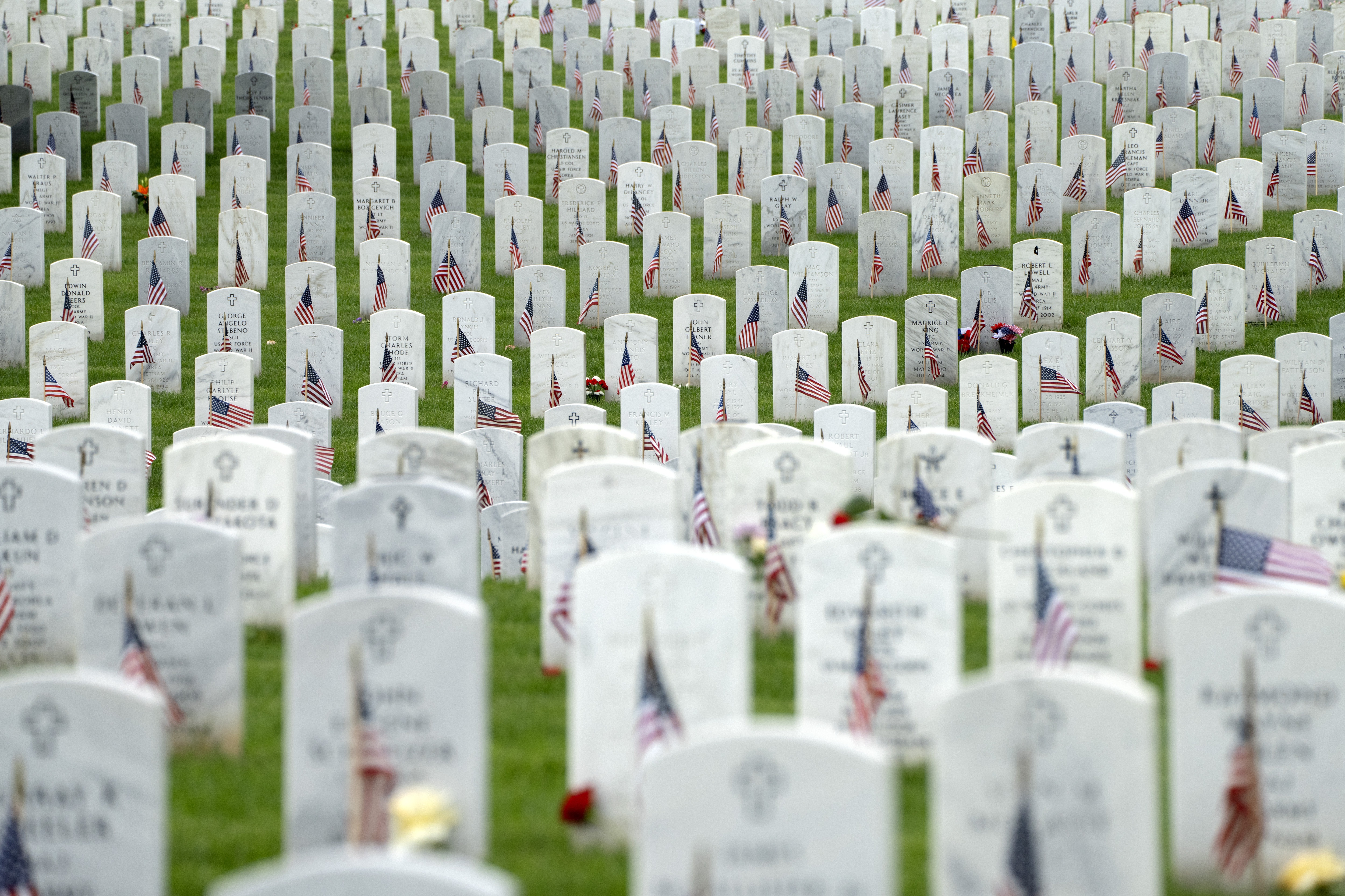 Graves with flags for Memorial Day are seen in Section 60 of Arlington National Cemetery, in Arlington, Va., on May 27. (AP)