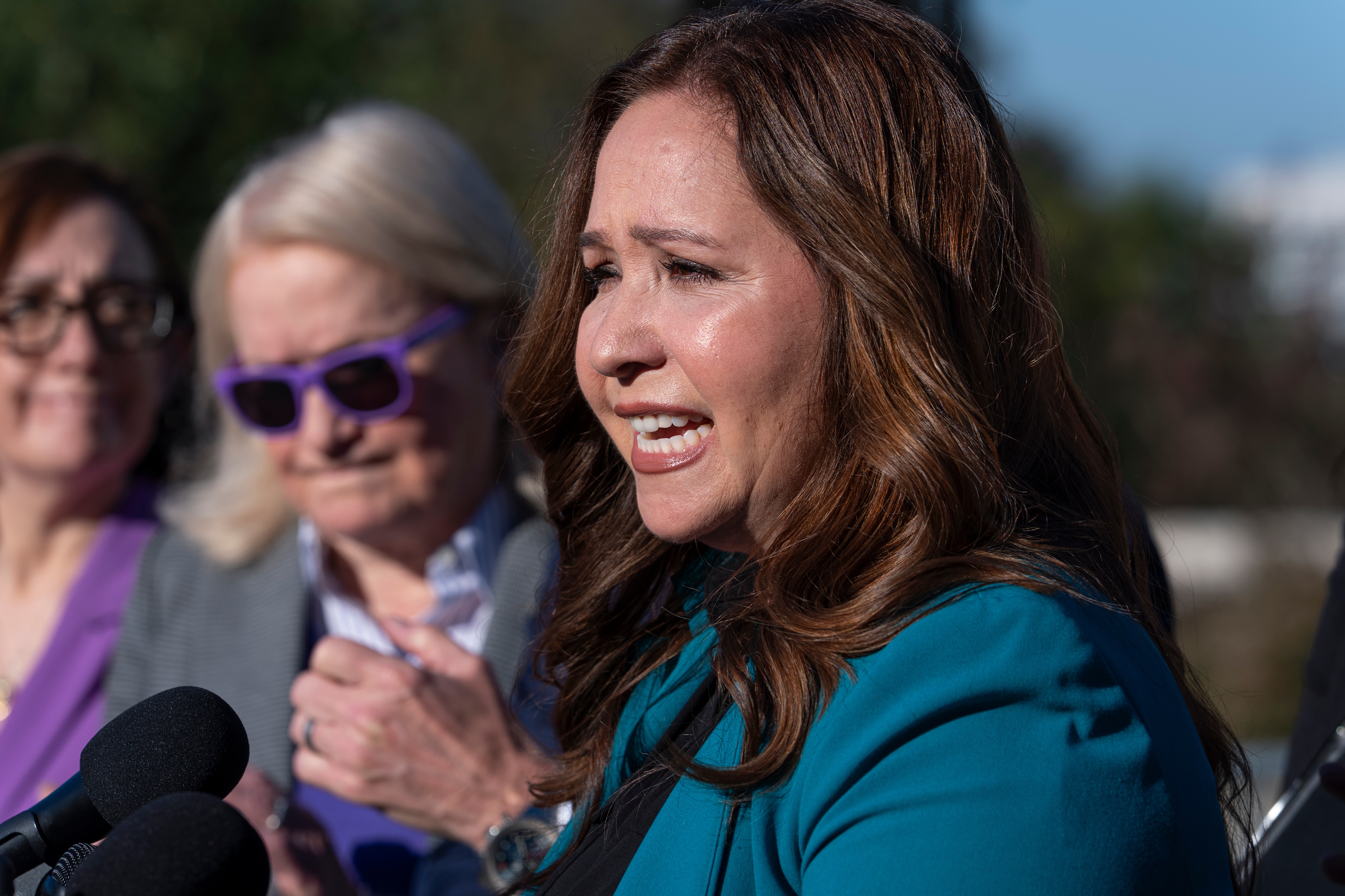 Rep.-elect Adelita Grijalva, D-Ariz., speaks outside the U.S. Capitol on Wednesday.