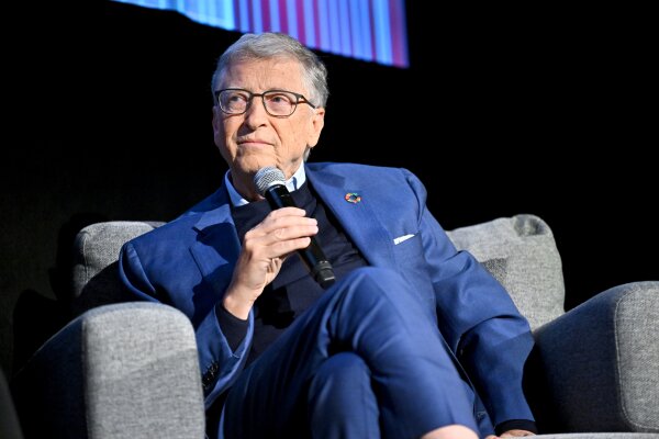 Bill Gates speaking at an event in New York City