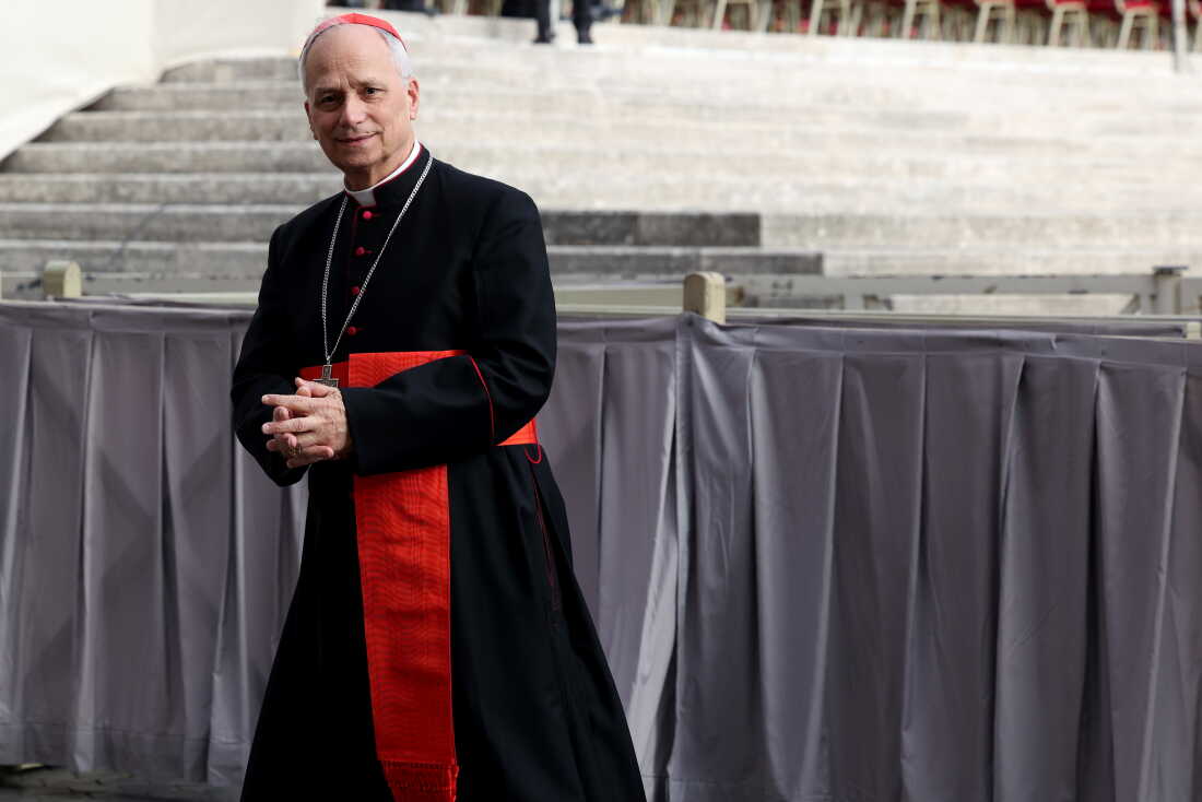 Robert Prevost is seen in the Vatican's St. Peter’s Square as he attends the funeral of Pope Francis on April 26, 2025. The next month, Prevost would be elected the first American pope, becoming Pope Leo.
