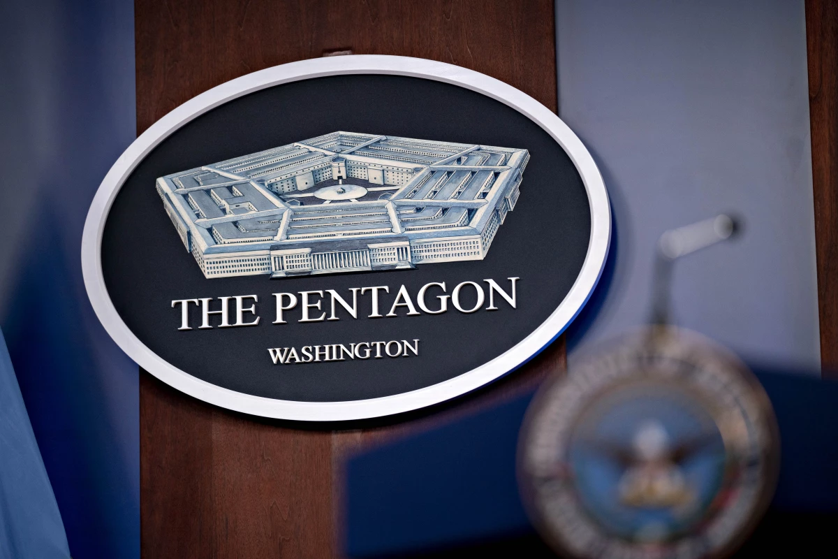 The Pentagon seal in the Pentagon Briefing Room in Arlington, Virginia., U.S., on Wednesday, Sept. 1, 2021.