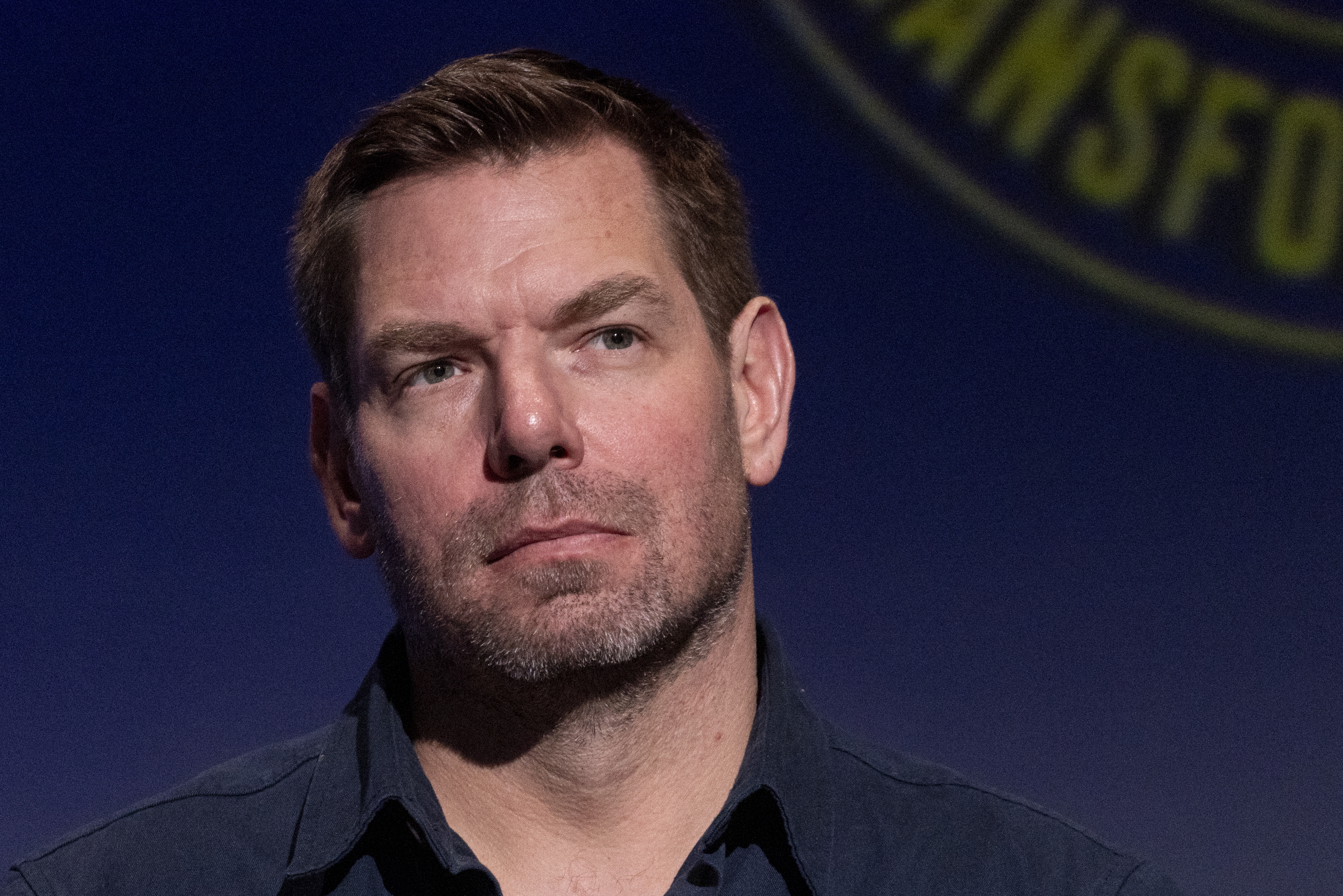 Rep. Eric Swalwell attends the SEIU-United Service Workers West (SEIU-USWW)'s Gubernatorial Candidate Worker Forum at Meruelo Studios in Los Angeles, California, on January 10, 2026.