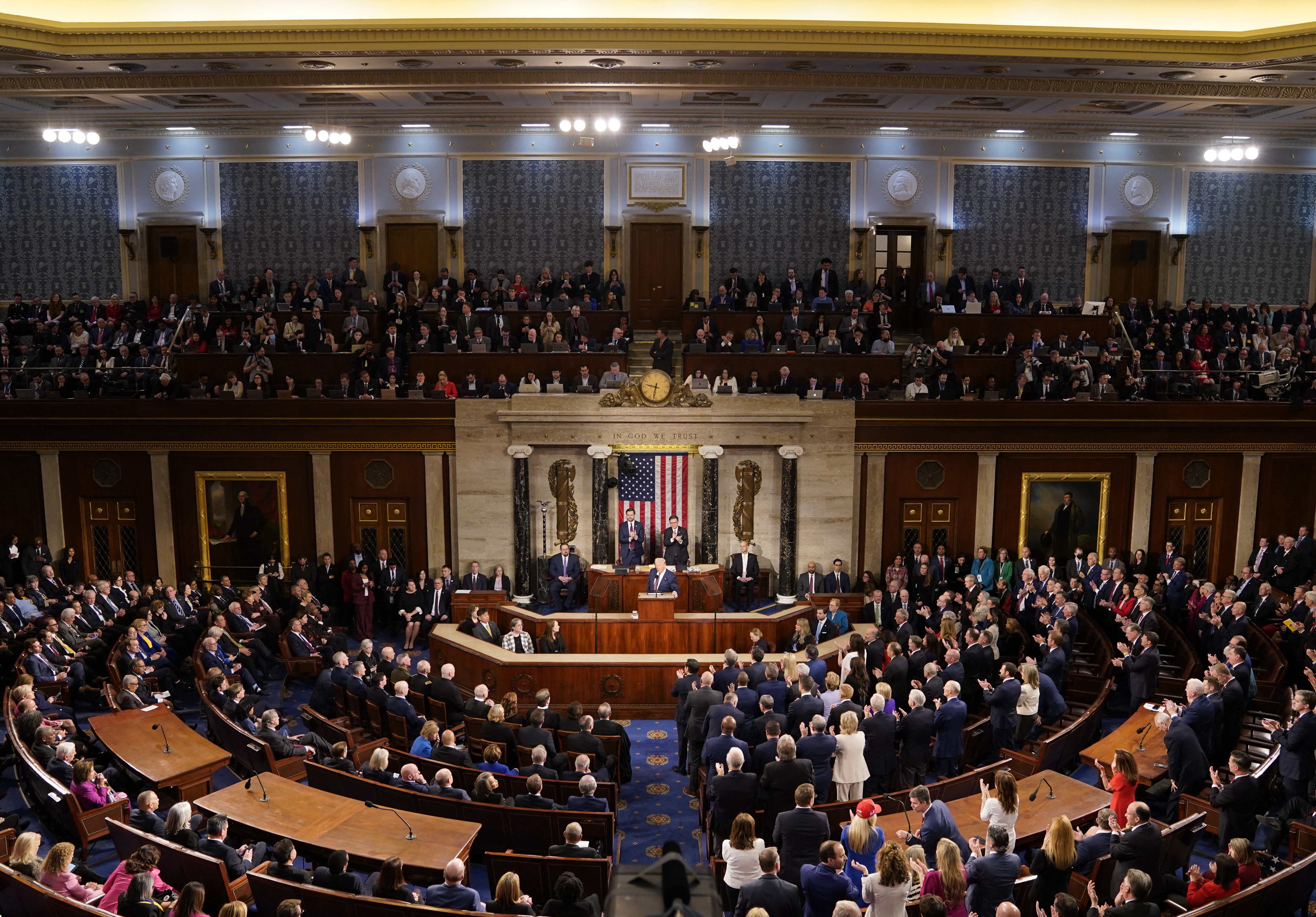 President Trump speaks during an address to a joint session of Congress on Tuesday night.